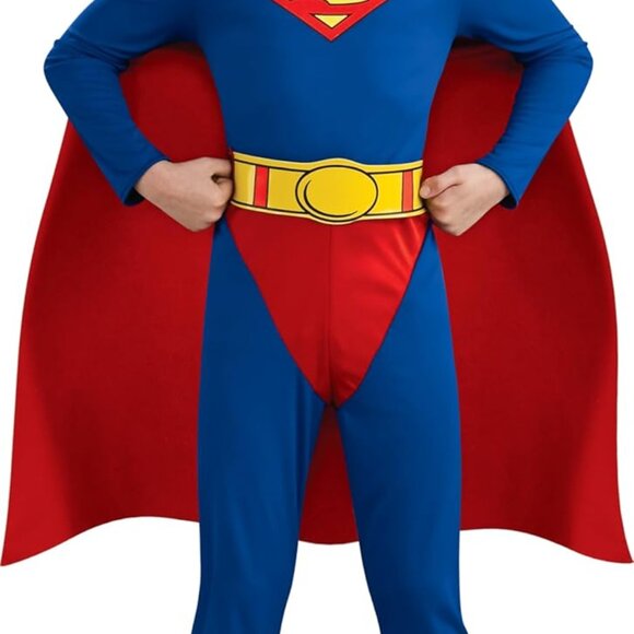 Kids Superman Costume - Small Jumpsuit with Removable Cape & Adjustable Belt - Picture 1 of 7